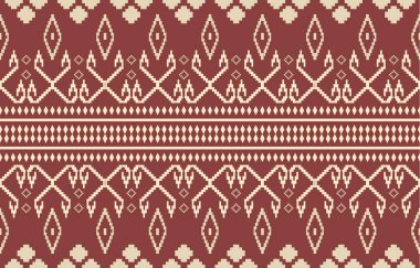 Aztek ve Navajo motiflerinin yer aldığı geometrik etnik Amerikan Yerli kabile desenleri kusursuz bir dekoratif doku oluşturur. Arkaplan, perde, halı, giysi, ambalaj için tasarım, Batik.