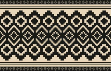 Aztek ve Navajo motiflerinin yer aldığı geometrik etnik Amerikan Yerli kabile desenleri kusursuz bir dekoratif doku oluşturur. Arkaplan, perde, halı, giysi, ambalaj için tasarım, Batik.
