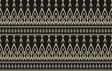 Aztek ve Navajo motiflerinin yer aldığı geometrik etnik Amerikan Yerli kabile desenleri kusursuz bir dekoratif doku oluşturur. Arkaplan, perde, halı, giysi, ambalaj için tasarım, Batik.