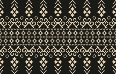 Aztek ve Navajo motiflerinin yer aldığı geometrik etnik Amerikan Yerli kabile desenleri kusursuz bir dekoratif doku oluşturur. Arkaplan, perde, halı, giysi, ambalaj için tasarım, Batik.