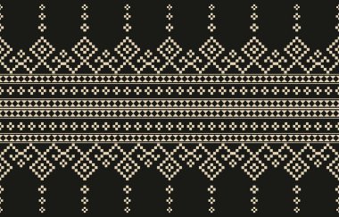 Aztek ve Navajo motiflerinin yer aldığı geometrik etnik Amerikan Yerli kabile desenleri kusursuz bir dekoratif doku oluşturur. Arkaplan, perde, halı, giysi, ambalaj için tasarım, Batik.