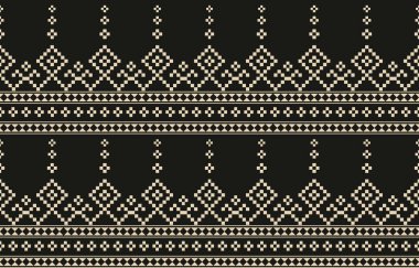 Aztek ve Navajo motiflerinin yer aldığı geometrik etnik Amerikan Yerli kabile desenleri kusursuz bir dekoratif doku oluşturur. Arkaplan, perde, halı, giysi, ambalaj için tasarım, Batik.