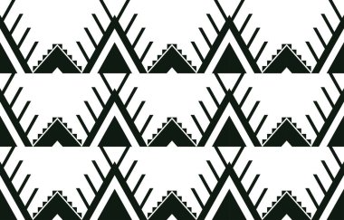 Aztek ve Navajo motiflerinin yer aldığı geometrik etnik Amerikan Yerli kabile desenleri kusursuz bir dekoratif doku oluşturur. Arkaplan, perde, halı, giysi, ambalaj için tasarım, Batik.