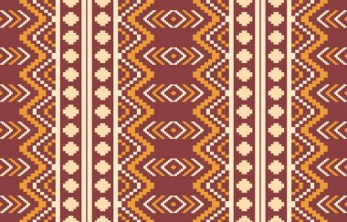 Aztek ve Navajo motiflerinin yer aldığı geometrik etnik Amerikan Yerli kabile desenleri kusursuz bir dekoratif doku oluşturur. Arkaplan, perde, halı, giysi, ambalaj için tasarım, Batik.