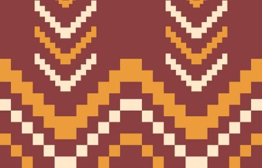 Aztek ve Navajo motiflerinin yer aldığı geometrik etnik Amerikan Yerli kabile desenleri kusursuz bir dekoratif doku oluşturur. Arkaplan, perde, halı, giysi, ambalaj için tasarım, Batik.