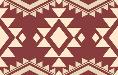 Aztek ve Navajo motiflerinin yer aldığı geometrik etnik Amerikan Yerli kabile desenleri kusursuz bir dekoratif doku oluşturur. Arkaplan, perde, halı, giysi, ambalaj için tasarım, Batik.