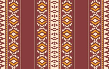 Aztek ve Navajo motiflerinin yer aldığı geometrik etnik Amerikan Yerli kabile desenleri kusursuz bir dekoratif doku oluşturur. Arkaplan, perde, halı, giysi, ambalaj için tasarım, Batik.