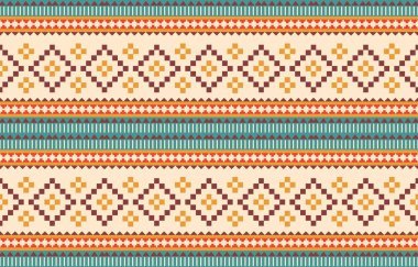Aztek ve Navajo motiflerinin yer aldığı geometrik etnik Amerikan Yerli kabile desenleri kusursuz bir dekoratif doku oluşturur. Arkaplan, perde, halı, giysi, ambalaj için tasarım, Batik.