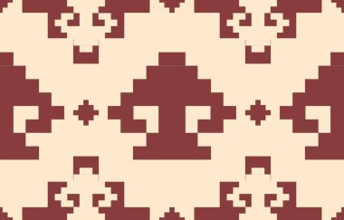 Aztek ve Navajo motiflerinin yer aldığı geometrik etnik Amerikan Yerli kabile desenleri kusursuz bir dekoratif doku oluşturur. Arkaplan, perde, halı, giysi, ambalaj için tasarım, Batik.