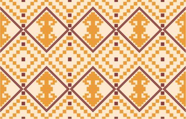 Aztek ve Navajo motiflerinin yer aldığı geometrik etnik Amerikan Yerli kabile desenleri kusursuz bir dekoratif doku oluşturur. Arkaplan, perde, halı, giysi, ambalaj için tasarım, Batik.