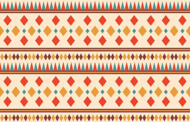 Aztek ve Navajo motiflerinin yer aldığı geometrik etnik Amerikan Yerli kabile desenleri kusursuz bir dekoratif doku oluşturur. Arkaplan, perde, halı, giysi, ambalaj için tasarım, Batik.