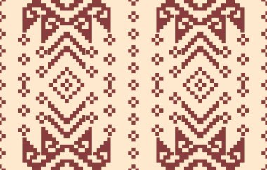 Aztek ve Navajo motiflerinin yer aldığı geometrik etnik Amerikan Yerli kabile desenleri kusursuz bir dekoratif doku oluşturur. Arkaplan, perde, halı, giysi, ambalaj için tasarım, Batik.