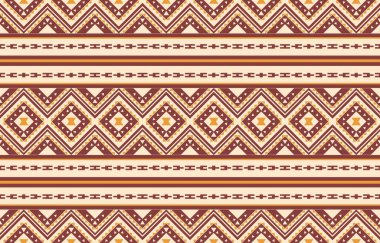 Aztek ve Navajo motiflerinin yer aldığı geometrik etnik Amerikan Yerli kabile desenleri kusursuz bir dekoratif doku oluşturur. Arkaplan, perde, halı, giysi, ambalaj için tasarım, Batik.