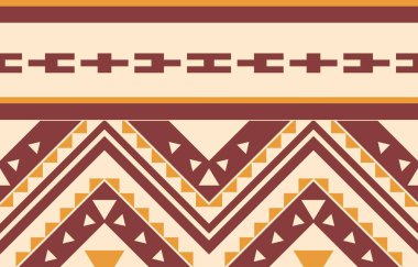 Aztek ve Navajo motiflerinin yer aldığı geometrik etnik Amerikan Yerli kabile desenleri kusursuz bir dekoratif doku oluşturur. Arkaplan, perde, halı, giysi, ambalaj için tasarım, Batik.