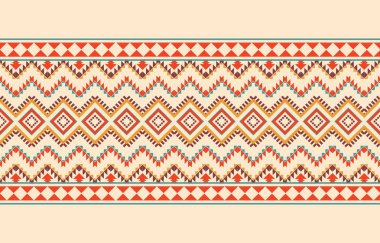 Aztek ve Navajo motiflerinin yer aldığı geometrik etnik Amerikan Yerli kabile desenleri kusursuz bir dekoratif doku oluşturur. Arkaplan, perde, halı, giysi, ambalaj için tasarım, Batik.