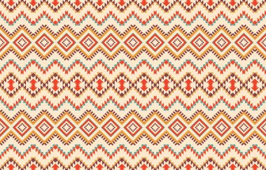 Aztek ve Navajo motiflerinin yer aldığı geometrik etnik Amerikan Yerli kabile desenleri kusursuz bir dekoratif doku oluşturur. Arkaplan, perde, halı, giysi, ambalaj için tasarım, Batik.