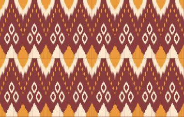 Geometrik etnik oryantal ikat kusursuz desenli renk doğulu. Aztek süsü izi. Arkaplan, perde, halı, duvar kağıdı, giysi, ambalaj, Batik, vektör illüstrasyonu için tasarım.