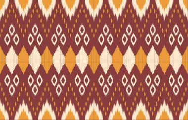 Geometrik etnik oryantal ikat kusursuz desenli renk doğulu. Aztek süsü izi. Arkaplan, perde, halı, duvar kağıdı, giysi, ambalaj, Batik, vektör illüstrasyonu için tasarım.