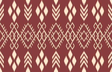 Geometrik etnik oryantal ikat kusursuz desenli renk doğulu. Aztek süsü izi. Arkaplan, perde, halı, duvar kağıdı, giysi, ambalaj, Batik, vektör illüstrasyonu için tasarım.