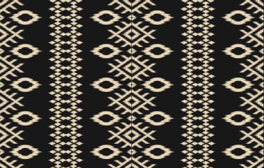 Geometrik etnik oryantal ikat kusursuz desenli renk doğulu. Aztek süsü izi. Arkaplan, perde, halı, duvar kağıdı, giysi, ambalaj, Batik, vektör illüstrasyonu için tasarım.