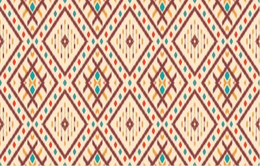 Geometrik etnik oryantal ikat kusursuz desenli renk doğulu. Aztek süsü izi. Arkaplan, perde, halı, duvar kağıdı, giysi, ambalaj, Batik, vektör illüstrasyonu için tasarım.