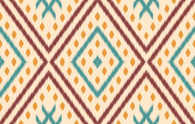 Geometrik etnik oryantal ikat kusursuz desenli renk doğulu. Aztek süsü izi. Arkaplan, perde, halı, duvar kağıdı, giysi, ambalaj, Batik, vektör illüstrasyonu için tasarım.