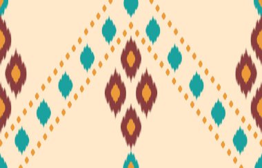 Geometrik etnik oryantal ikat kusursuz desenli renk doğulu. Aztek süsü izi. Arkaplan, perde, halı, duvar kağıdı, giysi, ambalaj, Batik, vektör illüstrasyonu için tasarım.