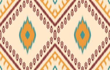 Geometrik etnik oryantal ikat kusursuz desenli renk doğulu. Aztek süsü izi. Arkaplan, perde, halı, duvar kağıdı, giysi, ambalaj, Batik, vektör illüstrasyonu için tasarım.