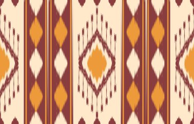 Geometrik etnik oryantal ikat kusursuz desenli renk doğulu. Aztek süsü izi. Arkaplan, perde, halı, duvar kağıdı, giysi, ambalaj, Batik, vektör illüstrasyonu için tasarım.
