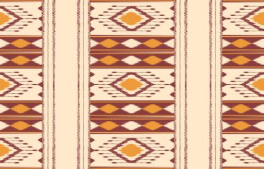 Geometrik etnik oryantal ikat kusursuz desenli renk doğulu. Aztek süsü izi. Arkaplan, perde, halı, duvar kağıdı, giysi, ambalaj, Batik, vektör illüstrasyonu için tasarım.