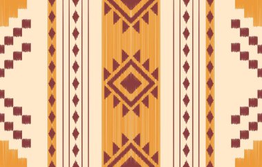 Geometrik etnik oryantal ikat kusursuz desenli renk doğulu. Aztek süsü izi. Arkaplan, perde, halı, duvar kağıdı, giysi, ambalaj, Batik, vektör illüstrasyonu için tasarım.