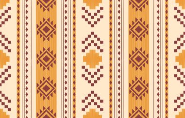 Geometrik etnik oryantal ikat kusursuz desenli renk doğulu. Aztek süsü izi. Arkaplan, perde, halı, duvar kağıdı, giysi, ambalaj, Batik, vektör illüstrasyonu için tasarım.