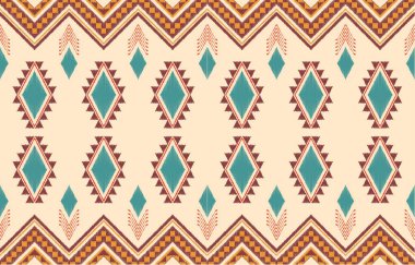 Geometrik etnik oryantal ikat kusursuz desenli renk doğulu. Aztek süsü izi. Arkaplan, perde, halı, duvar kağıdı, giysi, ambalaj, Batik, vektör illüstrasyonu için tasarım.