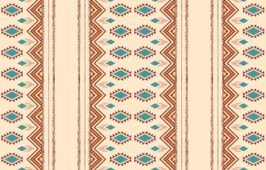 Geometrik etnik oryantal ikat kusursuz desenli renk doğulu. Aztek süsü izi. Arkaplan, perde, halı, duvar kağıdı, giysi, ambalaj, Batik, vektör illüstrasyonu için tasarım.