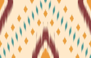 Geometrik etnik oryantal ikat kusursuz desenli renk doğulu. Aztek süsü izi. Arkaplan, perde, halı, duvar kağıdı, giysi, ambalaj, Batik, vektör illüstrasyonu için tasarım.