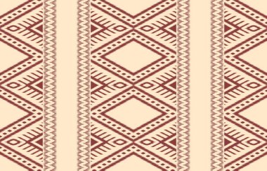 Geometrik etnik oryantal ikat kusursuz desenli renk doğulu. Aztek süsü izi. Arkaplan, perde, halı, duvar kağıdı, giysi, ambalaj, Batik, vektör illüstrasyonu için tasarım.