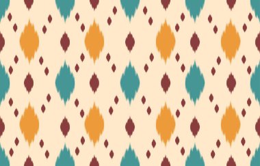 Geometrik etnik oryantal ikat kusursuz desenli renk doğulu. Aztek süsü izi. Arkaplan, perde, halı, duvar kağıdı, giysi, ambalaj, Batik, vektör illüstrasyonu için tasarım.
