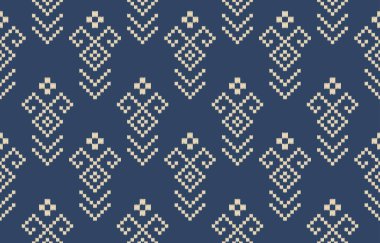 Geometrik etnik oryantal ikat kusursuz desenli renk doğulu. Aztek süsü izi. Arkaplan, perde, halı, duvar kağıdı, giysi, ambalaj, Batik, vektör illüstrasyonu için tasarım.
