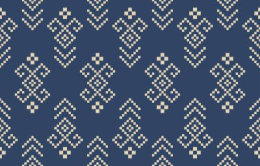 Geometrik etnik oryantal ikat kusursuz desenli renk doğulu. Aztek süsü izi. Arkaplan, perde, halı, duvar kağıdı, giysi, ambalaj, Batik, vektör illüstrasyonu için tasarım.