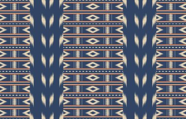 Geometrik etnik oryantal ikat kusursuz desenli renk doğulu. Aztek süsü izi. Arkaplan, perde, halı, duvar kağıdı, giysi, ambalaj, Batik, vektör illüstrasyonu için tasarım.