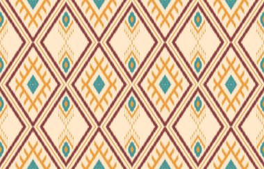 Geometrik etnik oryantal ikat kusursuz desenli renk doğulu. Aztek süsü izi. Arkaplan, perde, halı, duvar kağıdı, giysi, ambalaj, Batik, vektör illüstrasyonu için tasarım.
