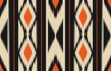 Geometrik etnik oryantal ikat kusursuz desenli renk doğulu. Aztek süsü izi. Arkaplan, perde, halı, duvar kağıdı, giysi, ambalaj, Batik, vektör illüstrasyonu için tasarım.