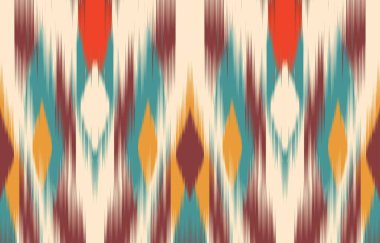 Geometrik etnik oryantal ikat kusursuz desenli renk doğulu. Aztek süsü izi. Arkaplan, perde, halı, duvar kağıdı, giysi, ambalaj, Batik, vektör illüstrasyonu için tasarım.