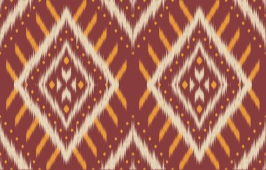 Geometrik etnik oryantal ikat kusursuz desenli renk doğulu. Aztek süsü izi. Arkaplan, perde, halı, duvar kağıdı, giysi, ambalaj, Batik, vektör illüstrasyonu için tasarım.