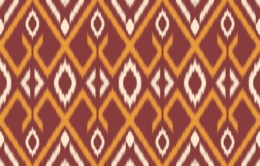 Geometrik etnik oryantal ikat kusursuz desenli renk doğulu. Aztek süsü izi. Arkaplan, perde, halı, duvar kağıdı, giysi, ambalaj, Batik, vektör illüstrasyonu için tasarım.