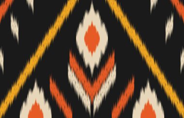 Geometrik etnik oryantal ikat kusursuz desenli renk doğulu. Aztek süsü izi. Arkaplan, perde, halı, duvar kağıdı, giysi, ambalaj, Batik, vektör illüstrasyonu için tasarım.