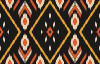 Geometrik etnik oryantal ikat kusursuz desenli renk doğulu. Aztek süsü izi. Arkaplan, perde, halı, duvar kağıdı, giysi, ambalaj, Batik, vektör illüstrasyonu için tasarım.