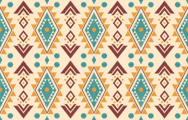 Geometrik etnik oryantal ikat kusursuz desenli renk doğulu. Aztek süsü izi. Arkaplan, perde, halı, duvar kağıdı, giysi, ambalaj, Batik, vektör illüstrasyonu için tasarım.