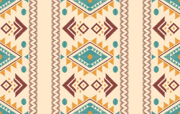 Geometrik etnik oryantal ikat kusursuz desenli renk doğulu. Aztek süsü izi. Arkaplan, perde, halı, duvar kağıdı, giysi, ambalaj, Batik, vektör illüstrasyonu için tasarım.