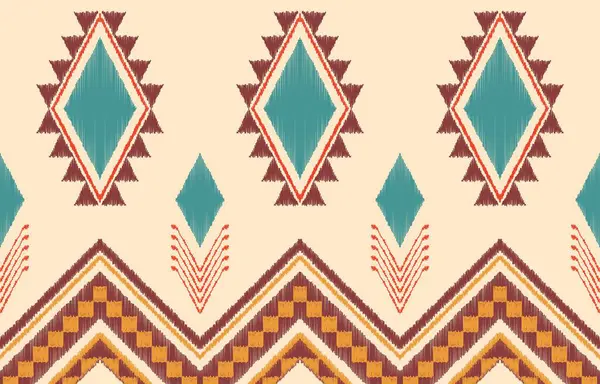 Geometrik etnik oryantal ikat kusursuz desenli renk doğulu. Aztek süsü izi. Arkaplan, perde, halı, duvar kağıdı, giysi, ambalaj, Batik, vektör illüstrasyonu için tasarım.